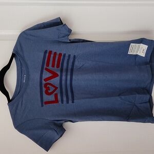 EV1 Women Grey Plaid LOVE Baseball Jacket with Blue LOVE T-SHIRT Small